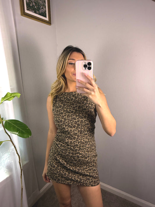 Spotted Denim Mini Dress